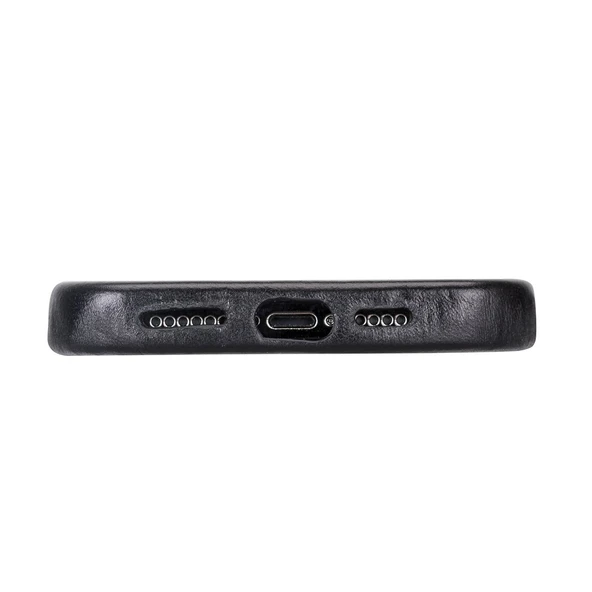 Apple iPhone 12 Pro Max Uyumlu Deri Arka Kapak ROCK RST1 Siyah - 5