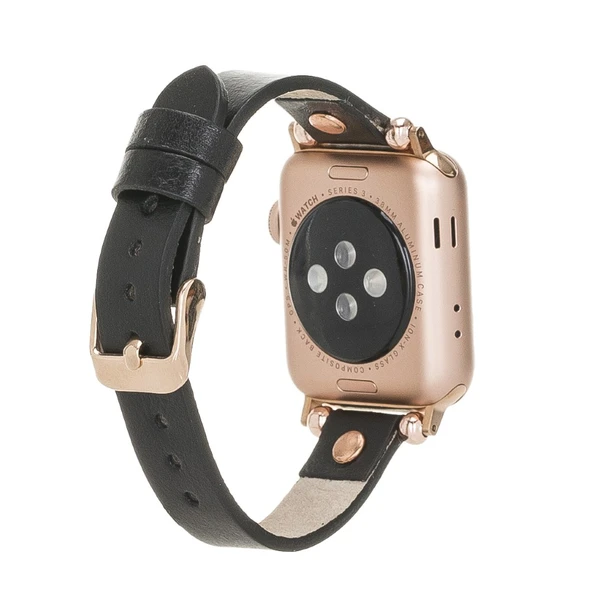 Apple Watch Uyumlu Deri Kordon 38-40-41mm RT RST1 Siyah - 2