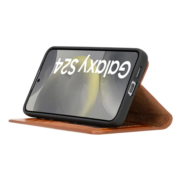 Samsung Galaxy S24 Plus Uyumlu, Deri Cüzdanlı Kılıf, Efektli Taba - 3