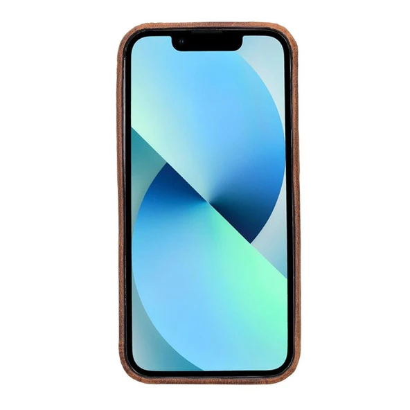 Apple iPhone 13 Pro Uyumlu Deri Arka Kapak ROCK G2 Kahverengi - 3