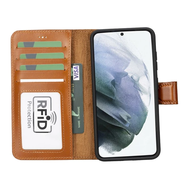 Samsung Galaxy S23 Uyumlu Deri Cüzdanlı Kılıf RST2EF Taba - 5