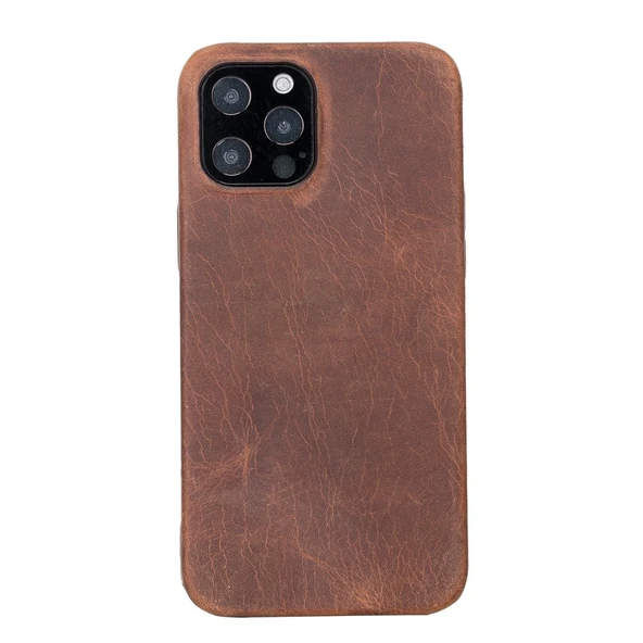 Apple iPhone 12 Pro Max Uyumlu Deri Arka Kapak ROCK G2 Kahve - 2