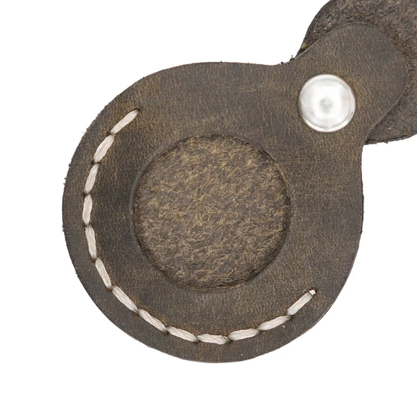 Apple AirTag Uyumlu Deri Anahtarlık Beta AA16 Kahve - 5