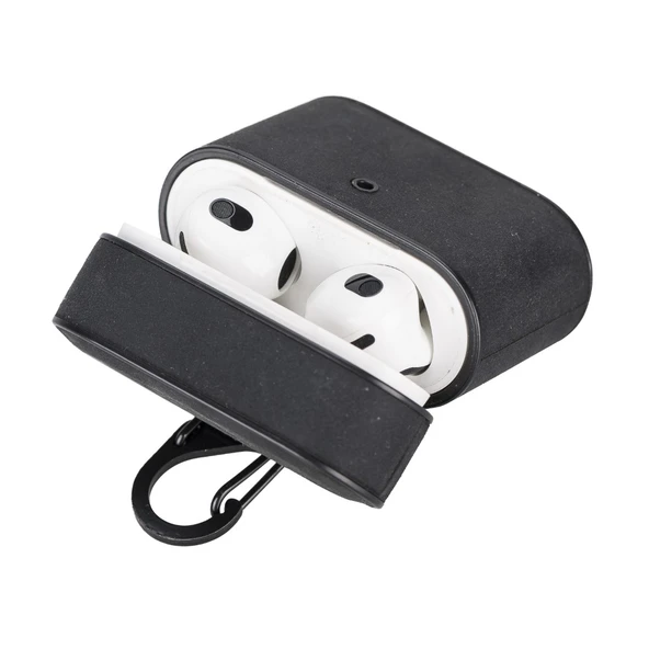Casquet Apple AirPods 3.nesil Uyumlu Deri Kılıf G1 Siyah - 2