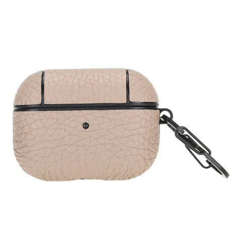 Apple AirPods Pro Uyumlu Deri Kılıf Juni ERC3 Bej - 3