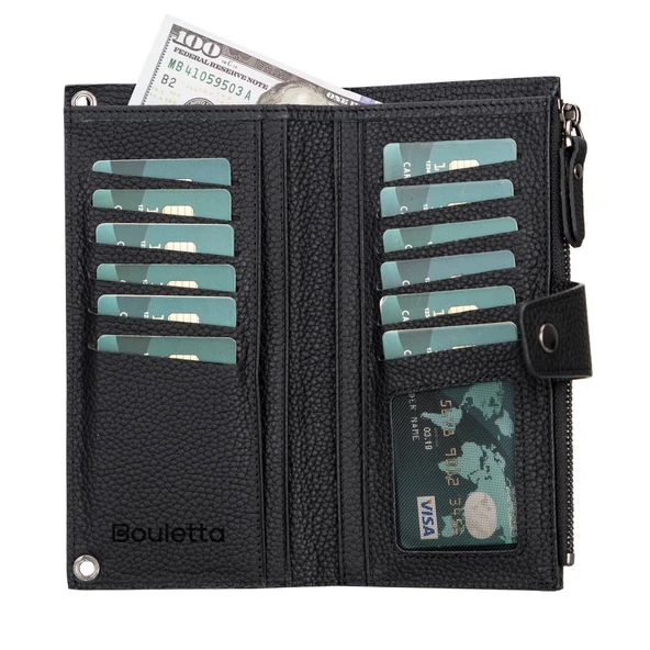Lozan Strap 6.5 inch Uyumlu Deri Kartlıklı Kılıf ERC1 Siyah - 3