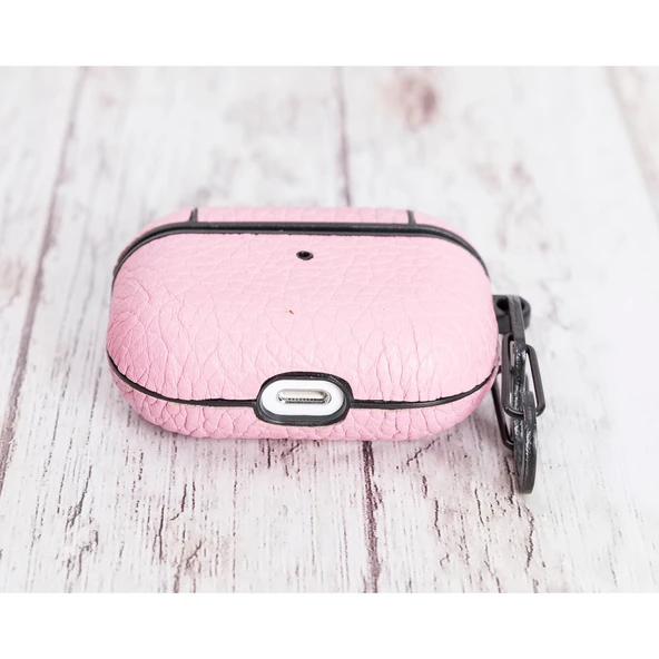 Apple AirPods Pro Uyumlu Deri Kılıf Juni NU2 Pembe - 5
