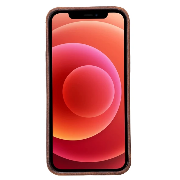 Apple iPhone 12 Pro Max Uyumlu Deri Arka Kapak ROCK G2 Kahve - 3