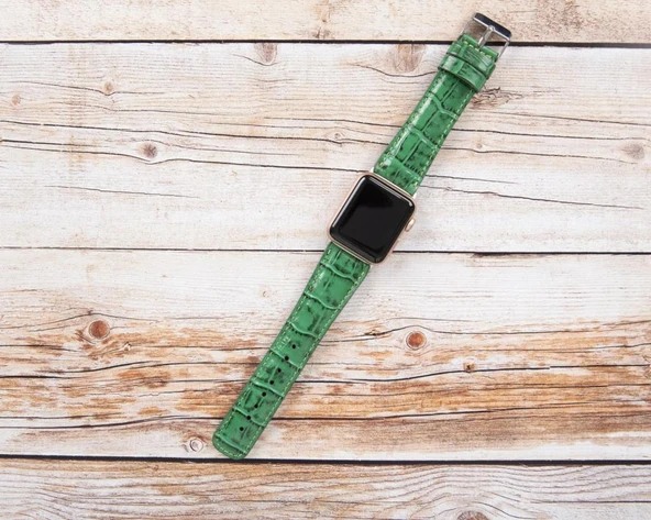 Apple Watch Uyumlu Deri Kordon 42-44-45mm Croco YK04 - 4