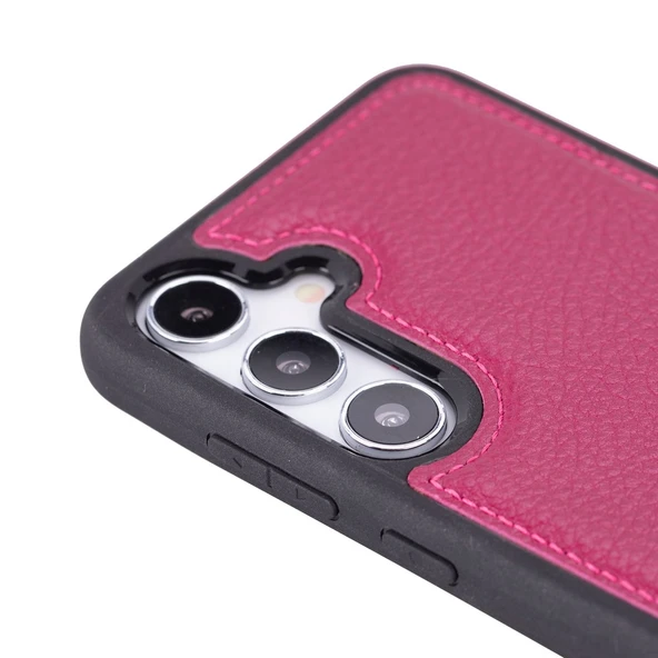 Samsung Galaxy S24 Plus Uyumlu Deri Arka Kapak Gül Kurusu - 4