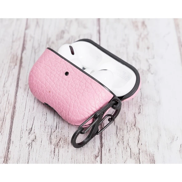 Apple AirPods Pro Uyumlu Deri Kılıf Juni NU2 Pembe - 4