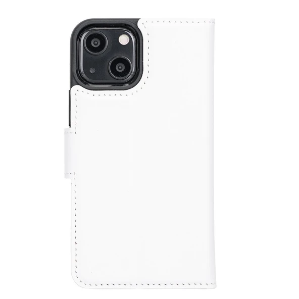 Apple iPhone 13 Mini Uyumlu Deri Cüzdanlı Kılıf F3 Beyaz - 5