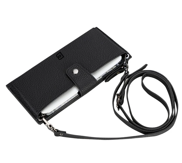 Lozan Strap 6.5 inch Uyumlu Deri Kartlıklı Kılıf ERC1 Siyah - 2