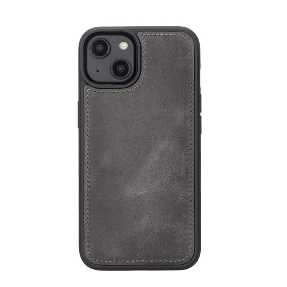 Apple iPhone 14 Uyumlu Deri Cüzdanlı Kılıf MWWN VS4EF Gri - 3