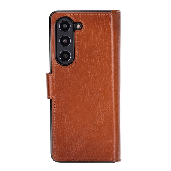 Samsung Galaxy Z Fold5 Uyumlu Deri Cüzdanlı Kılıf Efektli Taba - 4