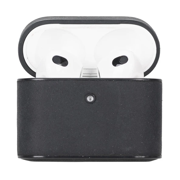 Casquet Apple AirPods 3.nesil Uyumlu Deri Kılıf G1 Siyah - 4
