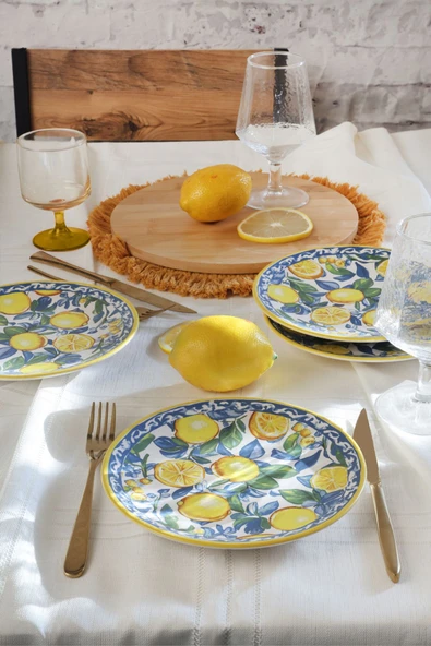 Keramika Lemon Glow Ege Pasta Tabağı 20 Cm 4 Parça 22637 - 2