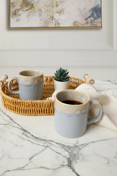 Keramika Shizen Gri Silindir Kupa 10 Cm 2 Adet 613 - 4