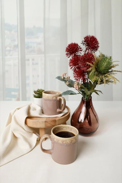 Keramika Gri Silindir Kupa 10 Cm 2 Adet 620