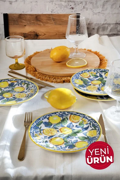 Keramika Lemon Glow Ege Pasta Tabağı 20 Cm 4 Parça 22637
