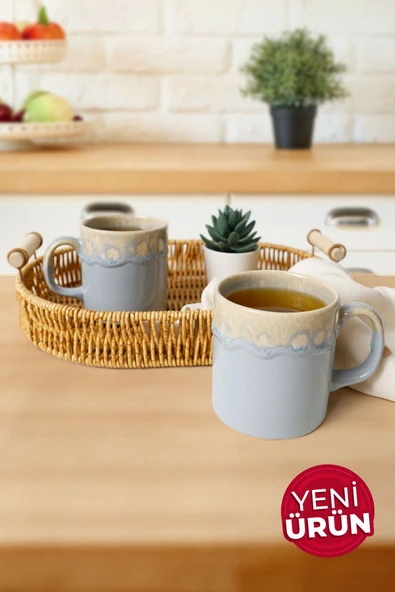 Keramika Shizen Gri Silindir Kupa 10 Cm 2 Adet 613