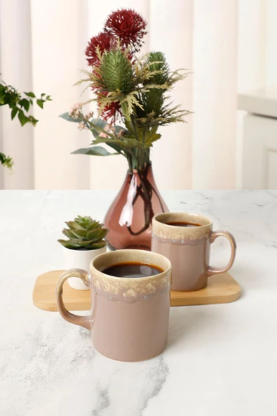 Keramika Gri Silindir Kupa 10 Cm 2 Adet 620 - 2