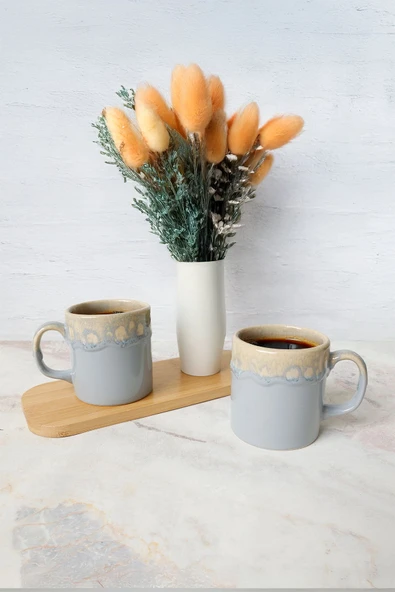 Keramika Shizen Gri Silindir Kupa 10 Cm 2 Adet 613 - 5