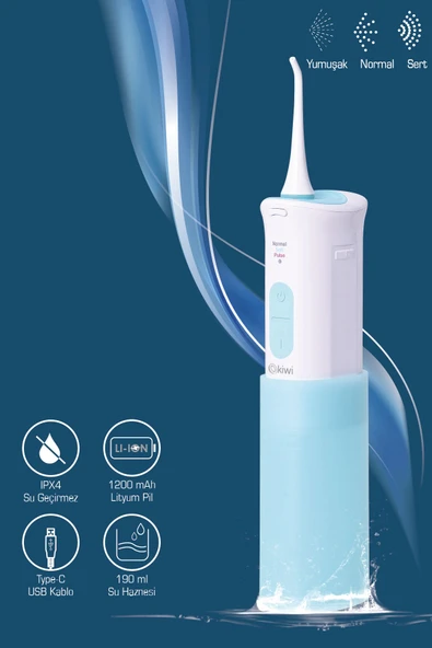 Kiwi Ktb-6050 Taşınabilir Ağız Duşu Şarj Edilebilir Diş Protez Bakım Ve Ağız Duşu-Mavi
