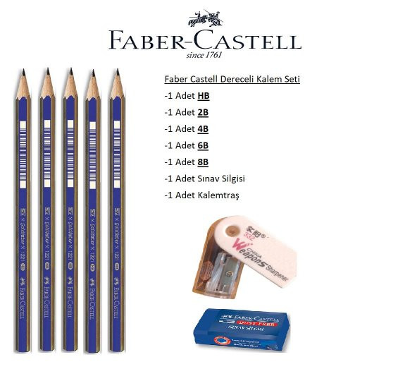Resim Kalemi Faber Dereceli Kalem Seti Karakalem Seti HB-2B-4B-6B-8B 5li Set