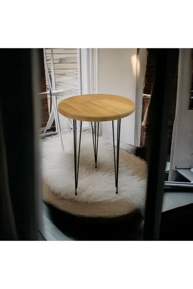 ADIM EBATLAMA Masif Panel Ahşap Yan Sehpa Firkete Ayaklı - Resim 4