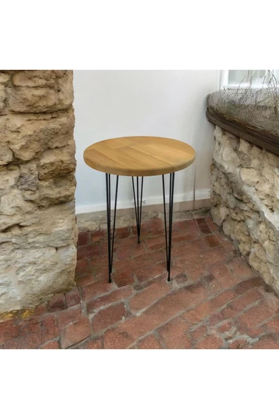 ADIM EBATLAMA Masif Panel Ahşap Yan Sehpa Firkete Ayaklı - Resim 2