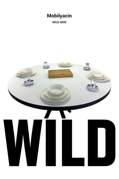 ADIM EBATLAMA Yuvarlak Yemek Masası BEYAZ Ahtapot AYAK - Resim 3