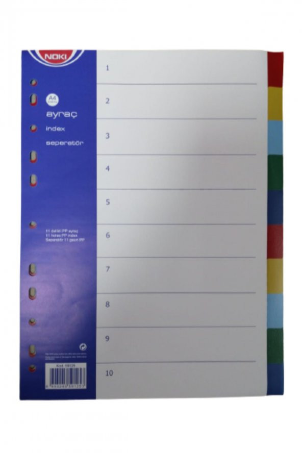 Plastik Seperatör 10 Renkli Ayraç A4 6 Adet - 2