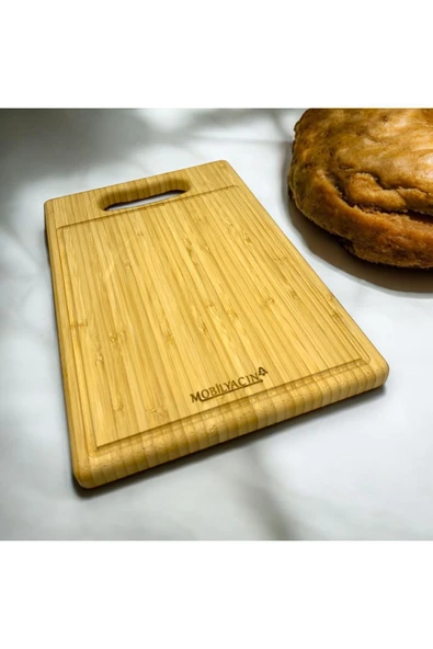 ADIM EBATLAMA Bambu Kesme Tahtası Dikdörtgen Su Oluklu 30x24 - Resim 2