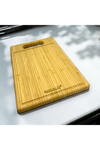 ADIM EBATLAMA Bambu Kesme Tahtası Dikdörtgen Su Oluklu 30x24 ürün görseli