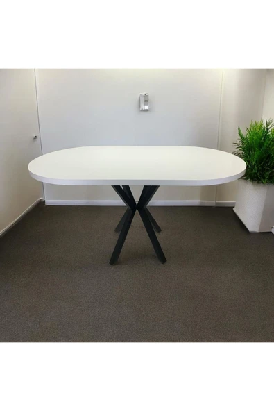 ADIM EBATLAMA Oval Yemek Masası 6 Kişilik 160 x 90 BEYAZ - 2