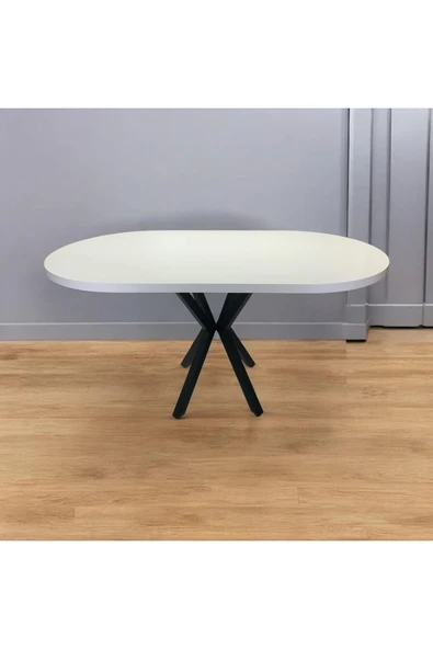 ADIM EBATLAMA Oval Yemek Masası 6 Kişilik 160 x 90 BEYAZ - 4