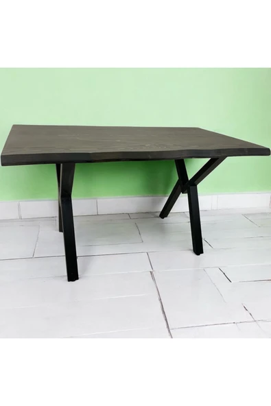 ADIM EBATLAMA CAFE MASA KÖKNAR Kütük Masa X AYAK SİYAH - Resim 4