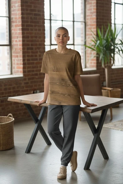 ADIM EBATLAMA Cafe Masa Köknar Kütük Masa X Ayak Siyah - Resim 5