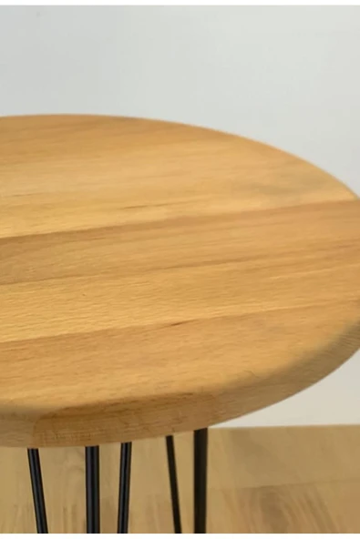 ADIM EBATLAMA Masif Panel Ahşap Yan Sehpa Firkete Ayaklı - Resim 3