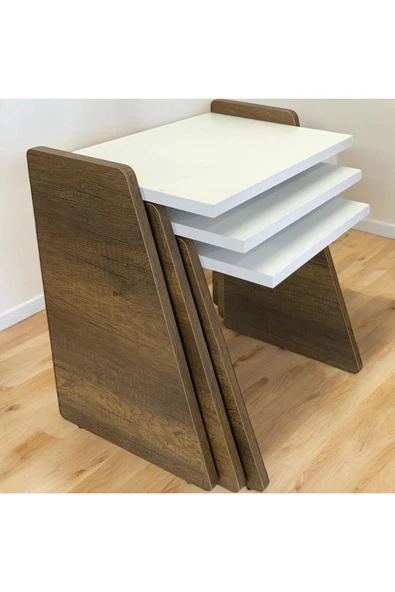 ADIM EBATLAMA BEYAZ ZİGON SEHPA  3 LÜ TAKIM ürün görseli