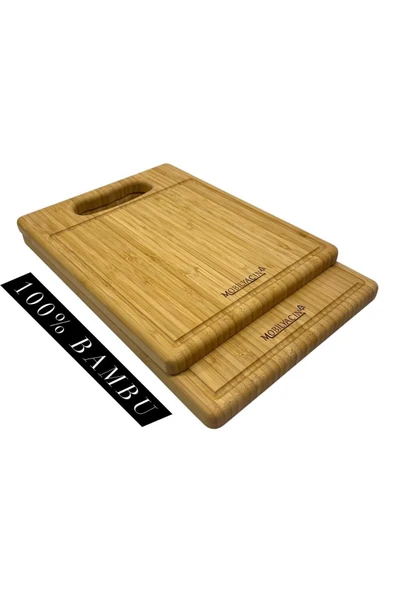 ADIM EBATLAMA Bambu Kesme Tahtası Dikdörtgen Su Oluklu 35x24 - Resim 4