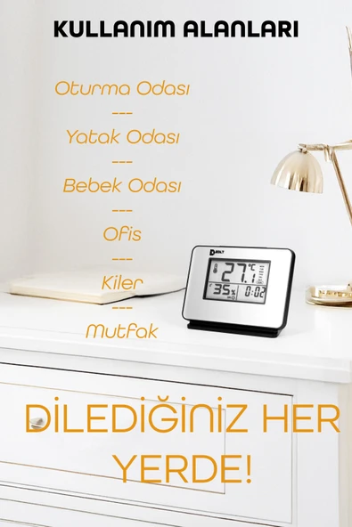 5 Fonksiyonlu Dijital Bebek Nem Ölçer Saat Takvim Alarm Termometre Masa Saati Alarmlı 1601 - 8