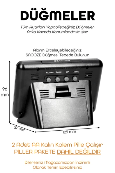 5 Fonksiyonlu Dijital Bebek Nem Ölçer Saat Takvim Alarm Termometre Masa Saati Alarmlı 1601 - 5