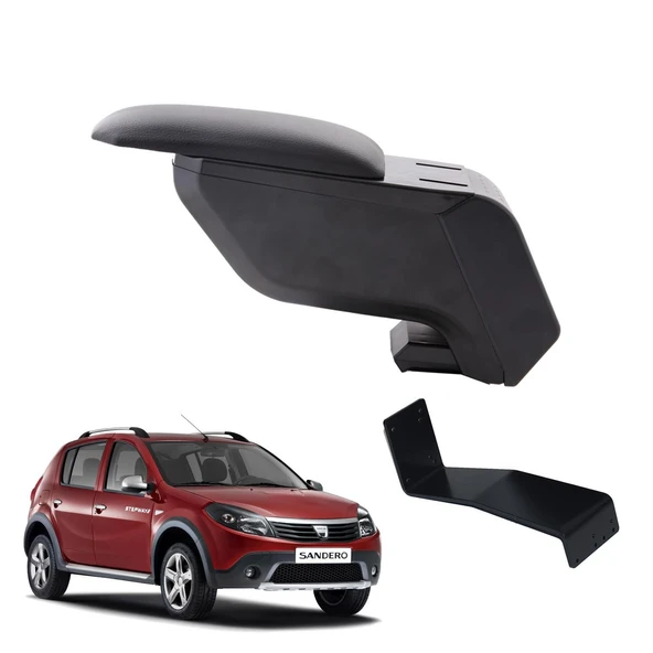 Dacia Sandero Stepway 2012 Delmesiz Çelik Ayaklı Siyah Kolçak Kol Dayama