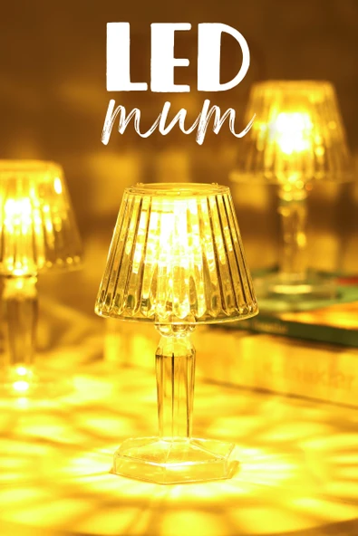 3 ADET Led Mum Kristal Tip Pil Dahil LEDli Dumansız Alev Yapay Dekoratif Mum Dekor Işığı Şeffaf P288