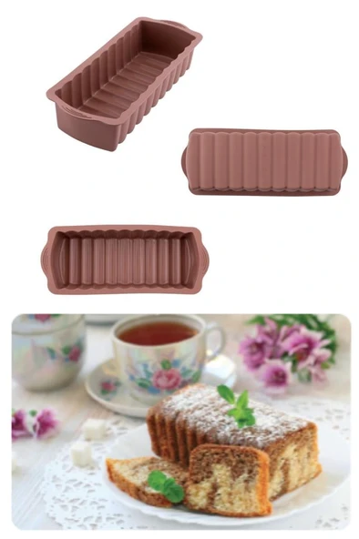 Silicolife 2’li Silikon Kek Kalıbı Seti, Baton Kek Kalıbı ve Burgu Kek Kalıbı Seti Yerli Üretim Kahve - 3