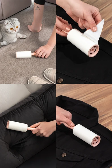 Porsima 3106 Kedi Köpek Tüy Toplayıcı Rulo + 8 Adet Yedek Rulo Somon - Resim 2