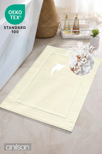 Ekru Ayak Havlusu - 50x70 Cm, 245 Gr, %100 Pamuk, Spa Ve Otel Banyo Paspası, Günlük Kullanıma Uygun