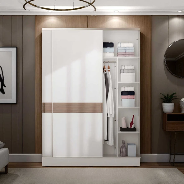 Milano Sürgülü Gardırop - Vizon/Zebra 160x223x60 cm - 2